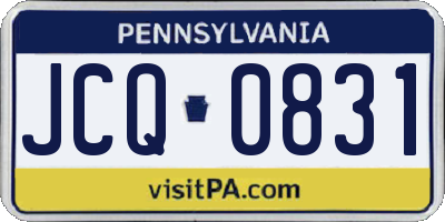PA license plate JCQ0831