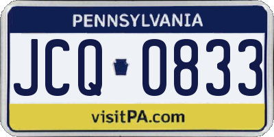PA license plate JCQ0833