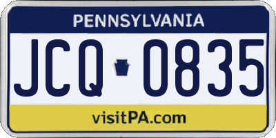 PA license plate JCQ0835