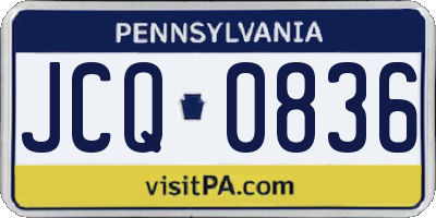 PA license plate JCQ0836