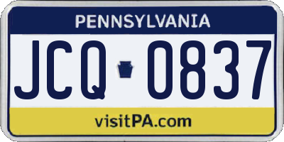 PA license plate JCQ0837