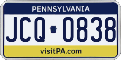 PA license plate JCQ0838