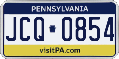PA license plate JCQ0854
