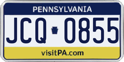 PA license plate JCQ0855