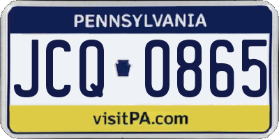 PA license plate JCQ0865