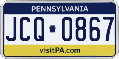 PA license plate JCQ0867