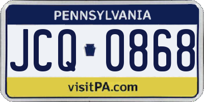 PA license plate JCQ0868