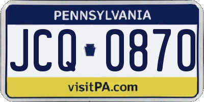 PA license plate JCQ0870