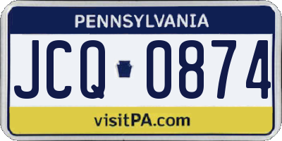 PA license plate JCQ0874