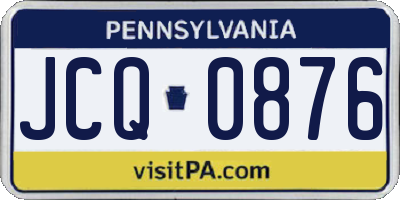 PA license plate JCQ0876