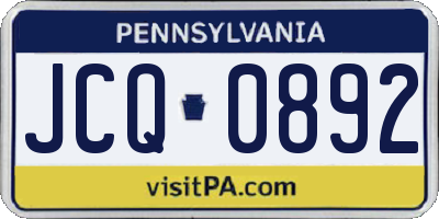 PA license plate JCQ0892