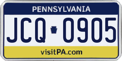 PA license plate JCQ0905