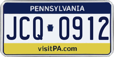 PA license plate JCQ0912