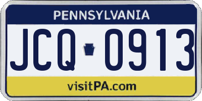 PA license plate JCQ0913