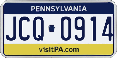 PA license plate JCQ0914