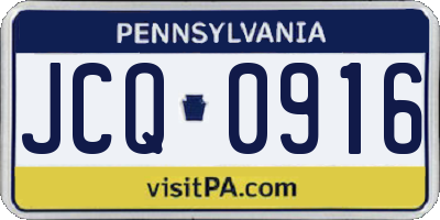PA license plate JCQ0916