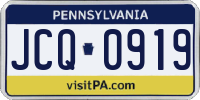 PA license plate JCQ0919