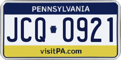 PA license plate JCQ0921