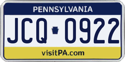 PA license plate JCQ0922