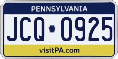 PA license plate JCQ0925