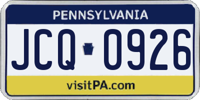 PA license plate JCQ0926