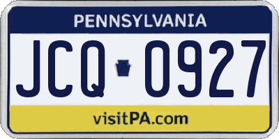 PA license plate JCQ0927