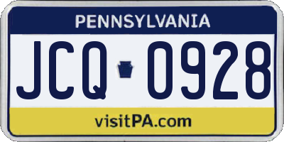 PA license plate JCQ0928