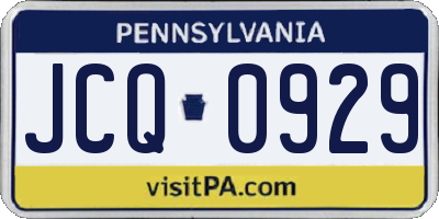 PA license plate JCQ0929