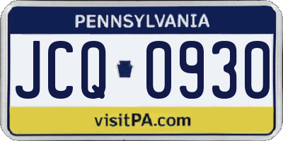 PA license plate JCQ0930