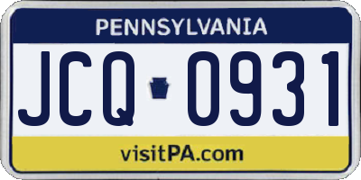 PA license plate JCQ0931