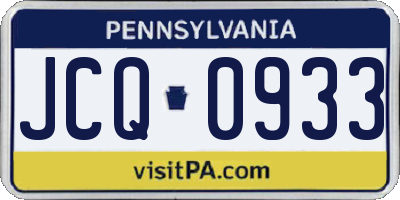PA license plate JCQ0933
