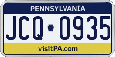PA license plate JCQ0935