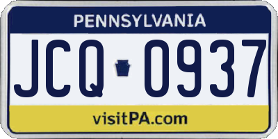 PA license plate JCQ0937