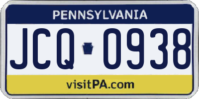 PA license plate JCQ0938