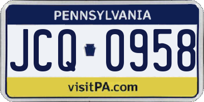 PA license plate JCQ0958