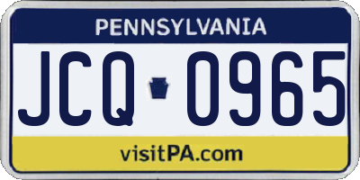 PA license plate JCQ0965