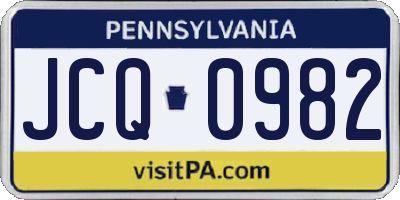 PA license plate JCQ0982