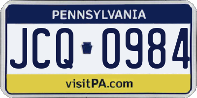 PA license plate JCQ0984