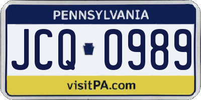 PA license plate JCQ0989