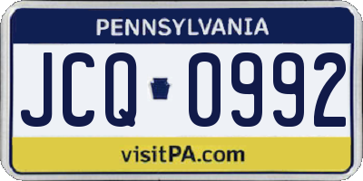 PA license plate JCQ0992