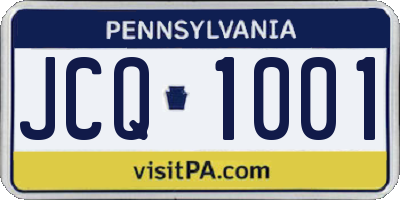 PA license plate JCQ1001