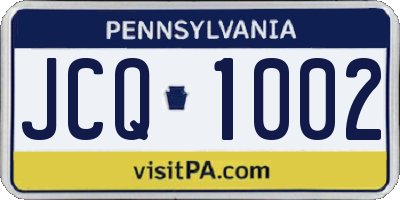 PA license plate JCQ1002