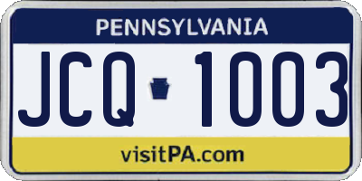 PA license plate JCQ1003