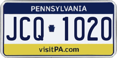 PA license plate JCQ1020