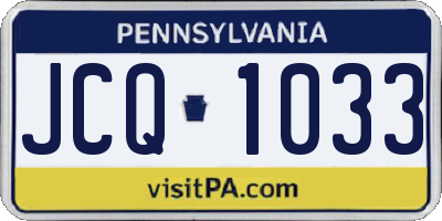 PA license plate JCQ1033