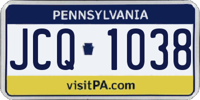 PA license plate JCQ1038
