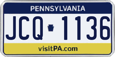 PA license plate JCQ1136