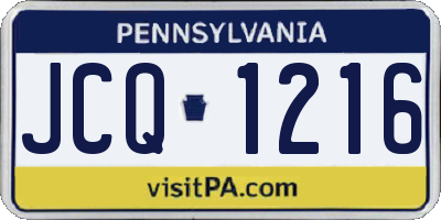 PA license plate JCQ1216