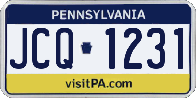PA license plate JCQ1231