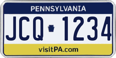 PA license plate JCQ1234